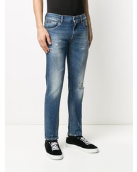 Мужские синие рваные зауженные джинсы от Dolce & Gabbana