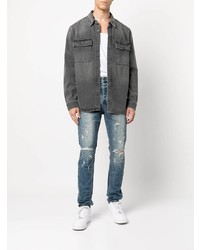 Мужские синие рваные зауженные джинсы от Ksubi