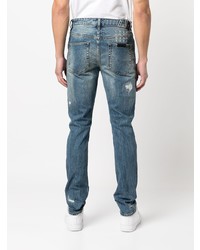 Мужские синие рваные зауженные джинсы от Ksubi