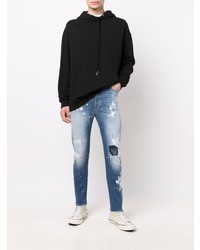 Мужские синие рваные зауженные джинсы от John Richmond