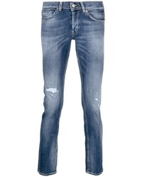 Мужские синие рваные зауженные джинсы от Dondup
