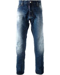 Мужские синие рваные зауженные джинсы от DSquared