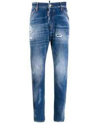 Мужские синие рваные зауженные джинсы от DSQUARED2