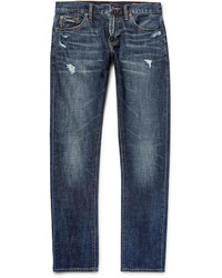 Мужские синие рваные зауженные джинсы от Jean Shop