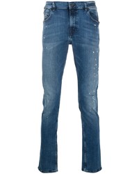 Мужские синие рваные зауженные джинсы от Karl Lagerfeld
