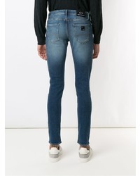 Мужские синие рваные зауженные джинсы от Armani Exchange