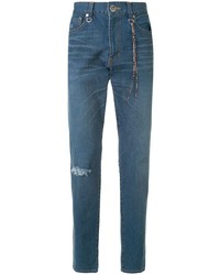 Мужские синие рваные зауженные джинсы от Mastermind World