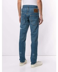Мужские синие рваные зауженные джинсы от Mastermind World