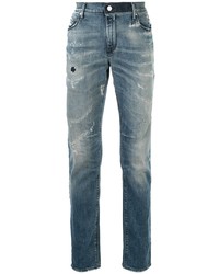 Мужские синие рваные зауженные джинсы от RtA