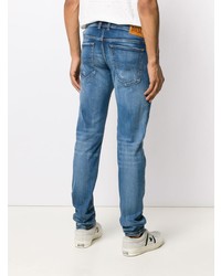 Мужские синие рваные зауженные джинсы от Diesel