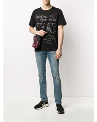 Мужские синие рваные зауженные джинсы от Philipp Plein