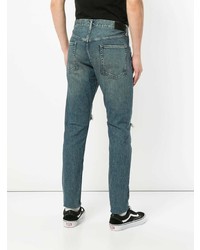 Мужские синие рваные зауженные джинсы от Monkey Time