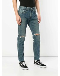 Мужские синие рваные зауженные джинсы от Monkey Time