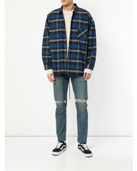 Мужские синие рваные зауженные джинсы от Monkey Time