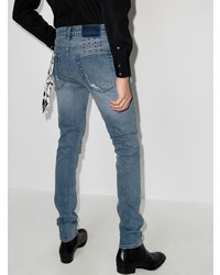 Мужские синие рваные зауженные джинсы от Ksubi