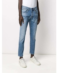 Мужские синие рваные зауженные джинсы от PRPS