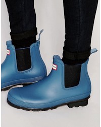 Мужские синие резиновые ботинки челси от Hunter