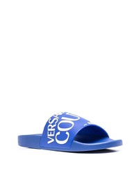 Мужские синие резиновые сандалии с принтом от VERSACE JEANS COUTURE
