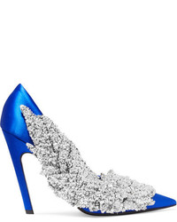 Синие сатиновые туфли с украшением от Balenciaga
