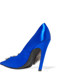 Синие сатиновые туфли с украшением от Balenciaga