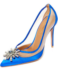 Синие сатиновые туфли от Aquazzura