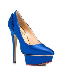 Синие сатиновые туфли от Charlotte Olympia