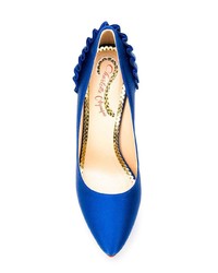 Синие сатиновые туфли от Charlotte Olympia