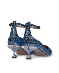 Синие туфли с пайетками от Miu Miu