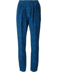 Синие узкие брюки с принтом от Stella McCartney