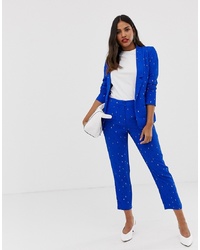 Синие узкие брюки с принтом от Vila