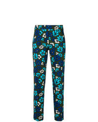 Синие узкие брюки с цветочным принтом