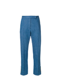 Синие узкие брюки от Thom Browne