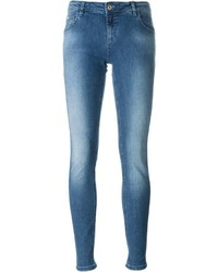 Синие хлопковые джинсы скинни от Blumarine