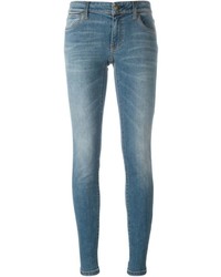 Синие хлопковые джинсы скинни от Burberry