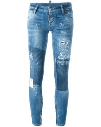 Синие хлопковые джинсы скинни от Dsquared2