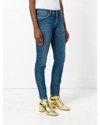 Синие хлопковые джинсы скинни от Just Cavalli
