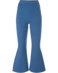 Синие шерстяные брюки-клеш