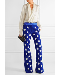 Синие шерстяные брюки-клеш от Gareth Pugh