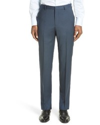Синие шерстяные классические брюки с узором "гусиные лапки"