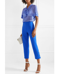 Женские синие шерстяные классические брюки с украшением от Lela Rose