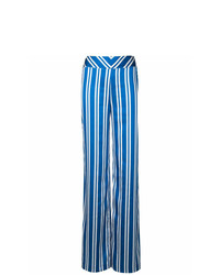 Синие широкие брюки в вертикальную полоску от Rouge Margaux