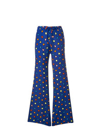 Синие широкие брюки с принтом от Love Moschino