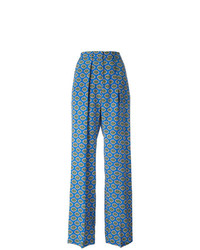Синие широкие брюки с принтом от MSGM