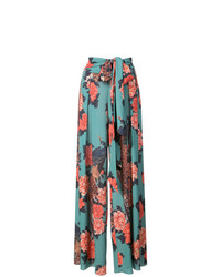 Синие широкие брюки с цветочным принтом от Patbo