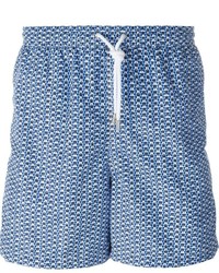 Синие шорты для плавания с принтом от Kiton