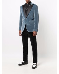 Мужской синий бархатный пиджак от Philipp Plein