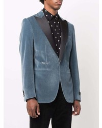 Мужской синий бархатный пиджак от Philipp Plein