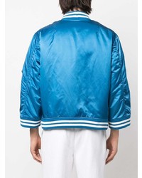 Мужской синий бомбер с принтом от Moschino