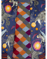 Мужской синий бомбер с принтом от Gucci