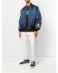Мужской синий бомбер от Heron Preston